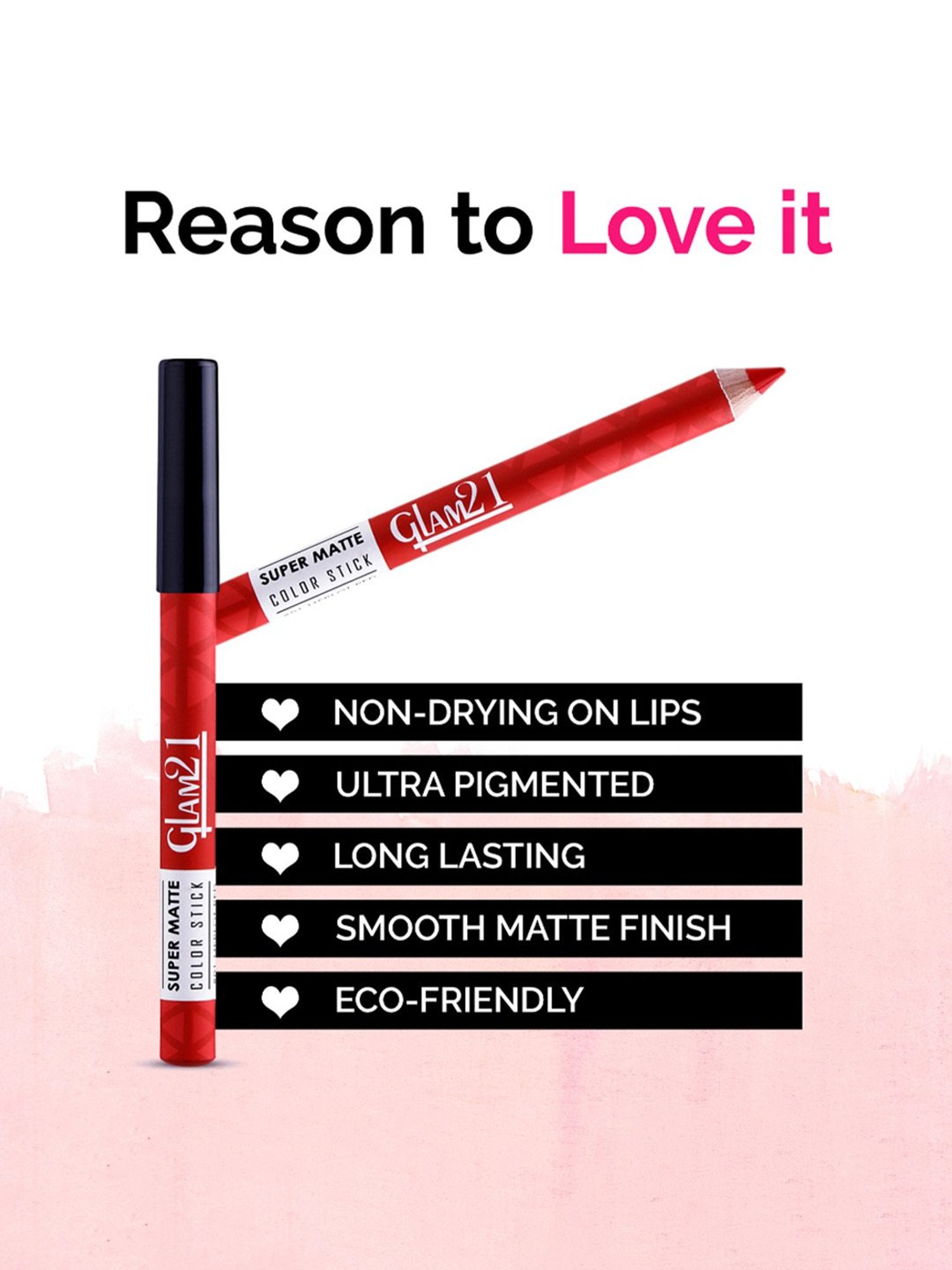 Glam21 Super Matte Color Stick with Sharpener 10 Tempt - 3.5 gm