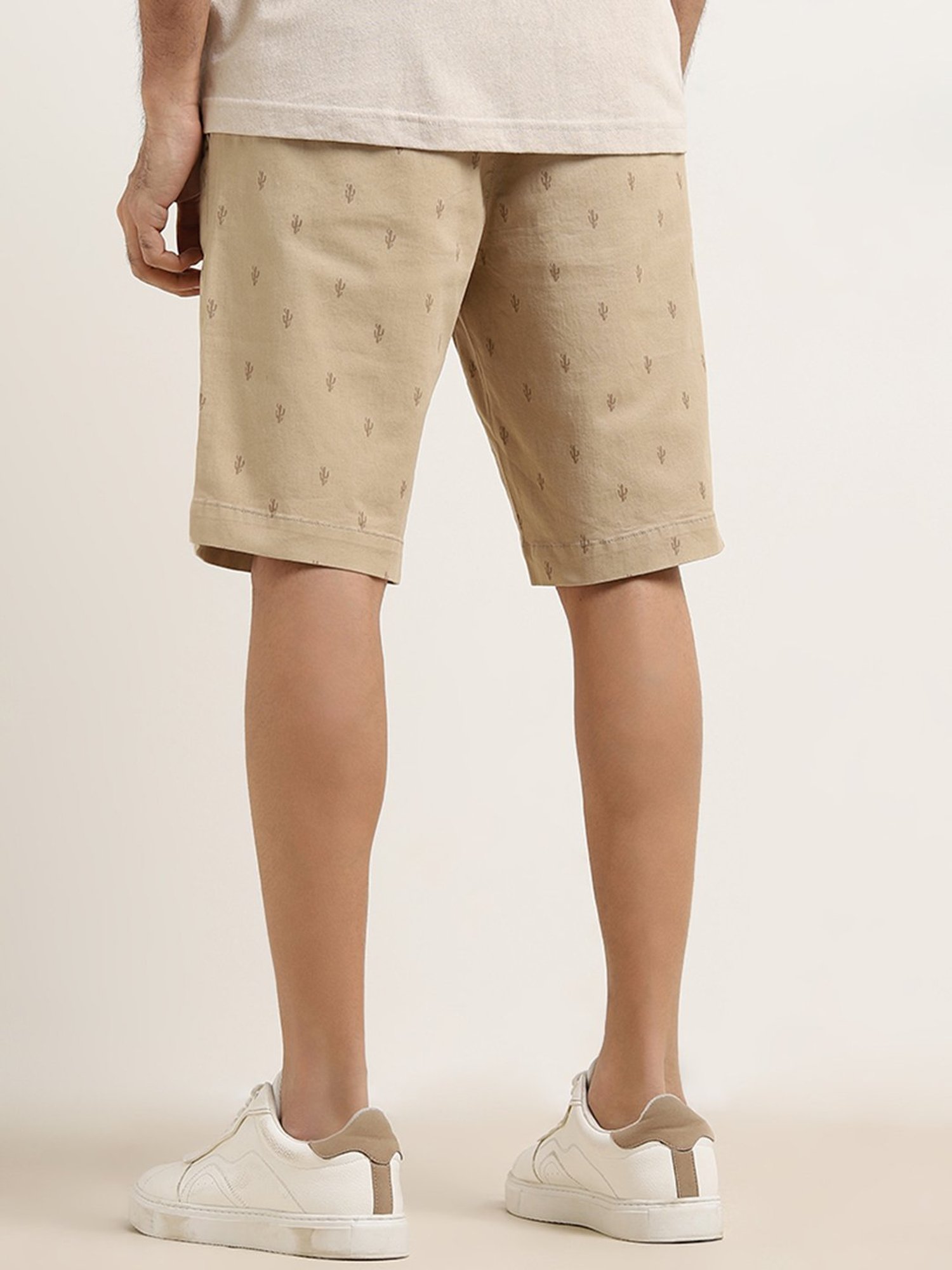 WES Casuals by Westside Beige Relaxed-Fit Mid-Rise Cotton Blend Shorts