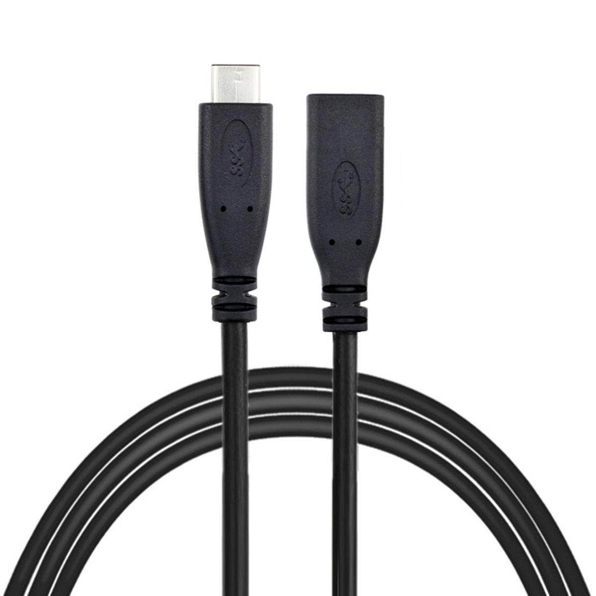 USB 3.1 Type-C USB-C Male to Female Extension Cable for Data and Power Charge Black 2m