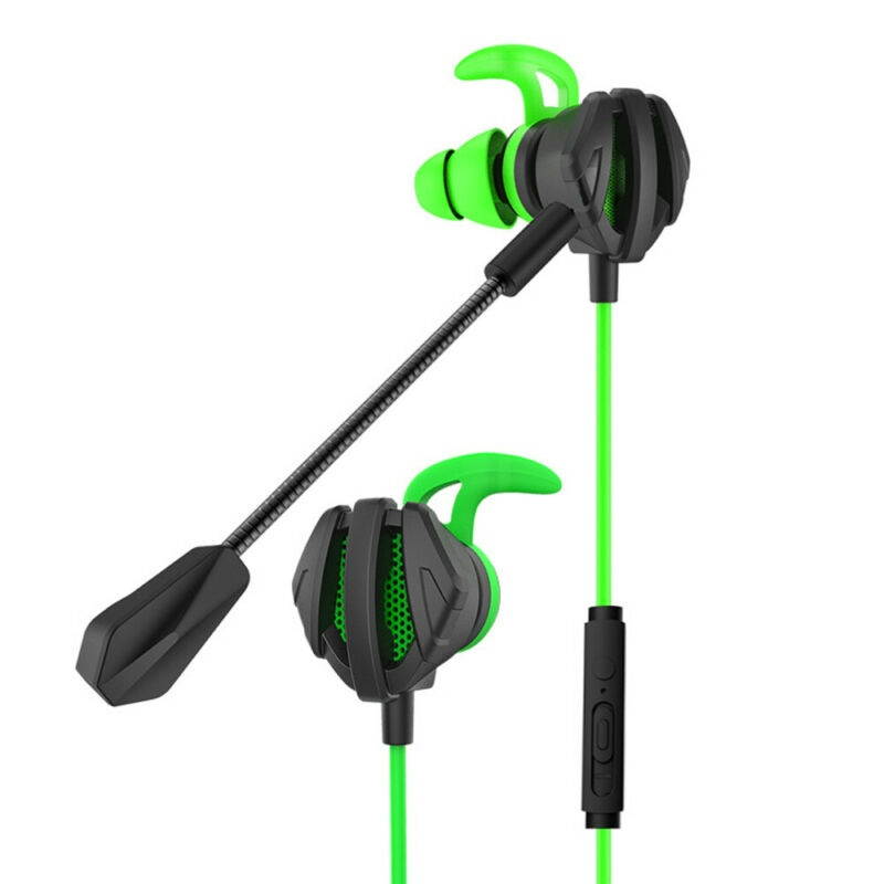 Vicabo G6 3.5mm In Ear Wired Gaming Headset, Stereo Earphone with Dual Controllable Mic for Switch PS4 Laptop - Black/Green