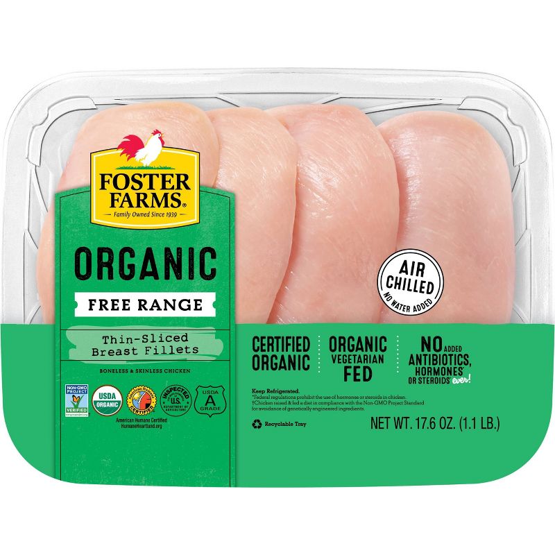 Foster Farms Organic Thin Sliced Chicken Breast Fillets - 17.6oz