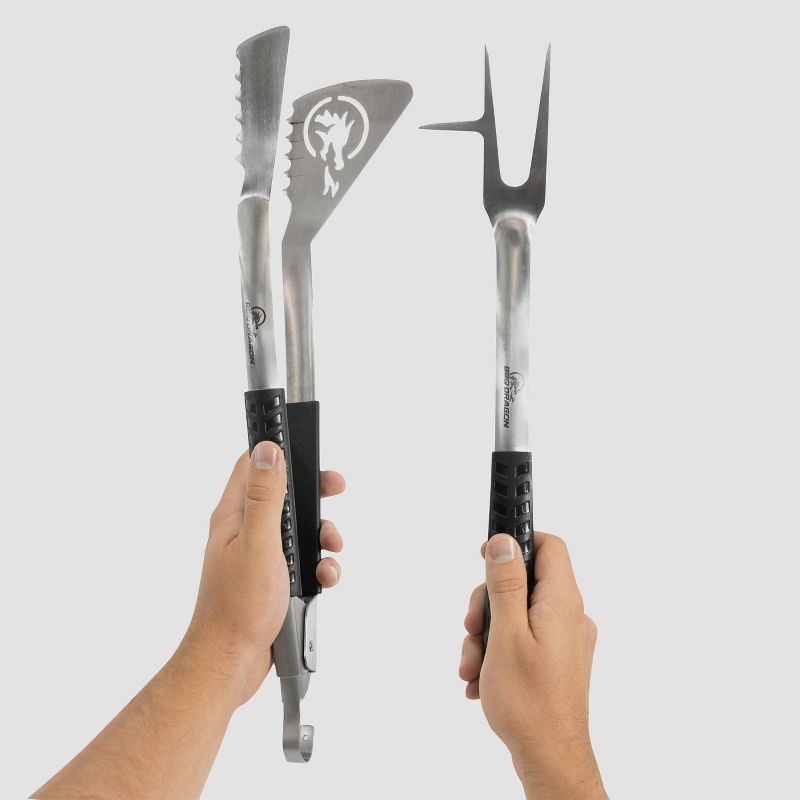 2pc Dragon Claw Grill Tool Set Silver - BBQ Dragon