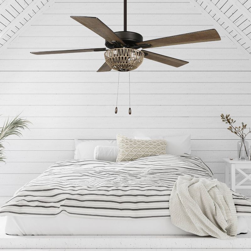 52" 5-Blade LED Woven Rope Lighted Ceiling Fan - River of Goods