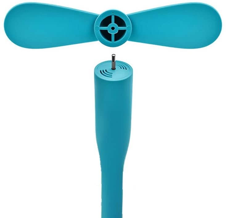 Greenery BXT Low Noise Mini Portable Lightweight Two Blades USB Computer Laptop Adjustable Bent Mobile Fan Notebook Netbook Tablet Power Bank Powered Summer Cooling Fan Cooler Blue