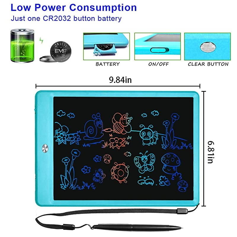 LCD Writing Tablets for Kids 10 inch Colorful Screen Electronic Drawing Pads Writing Board Drawing Tablet Doodle Board Writing Tablets Blue