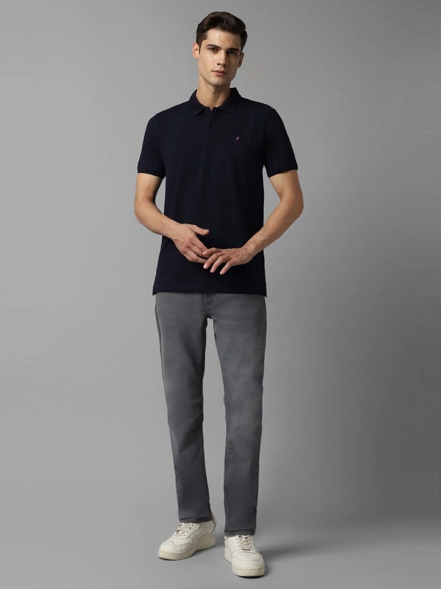 Louis Philippe Navy Slim Fit Polo T-Shirt