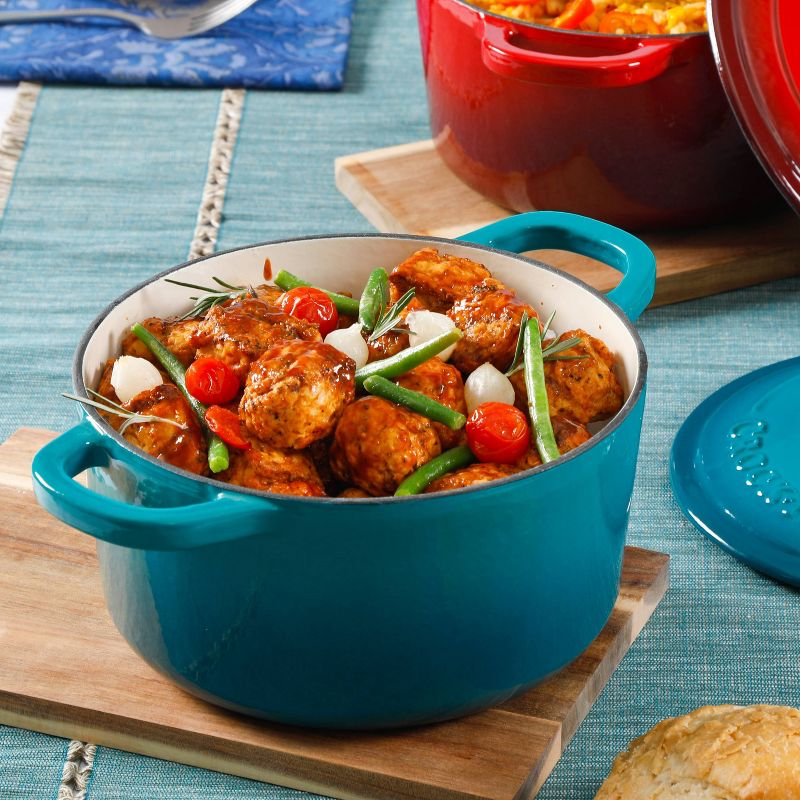 Kamado Joe 5.5 Quart Thick Walled Cast Iron Dutch Oven Outdoor Camping Cookware