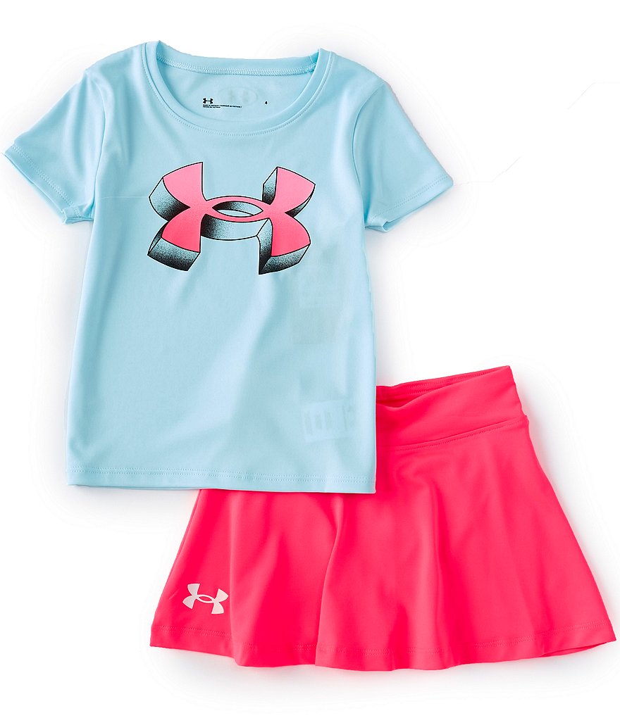 Under Armour Little Girls 2T-6X UA 3-D Logo Tee & Skort Set