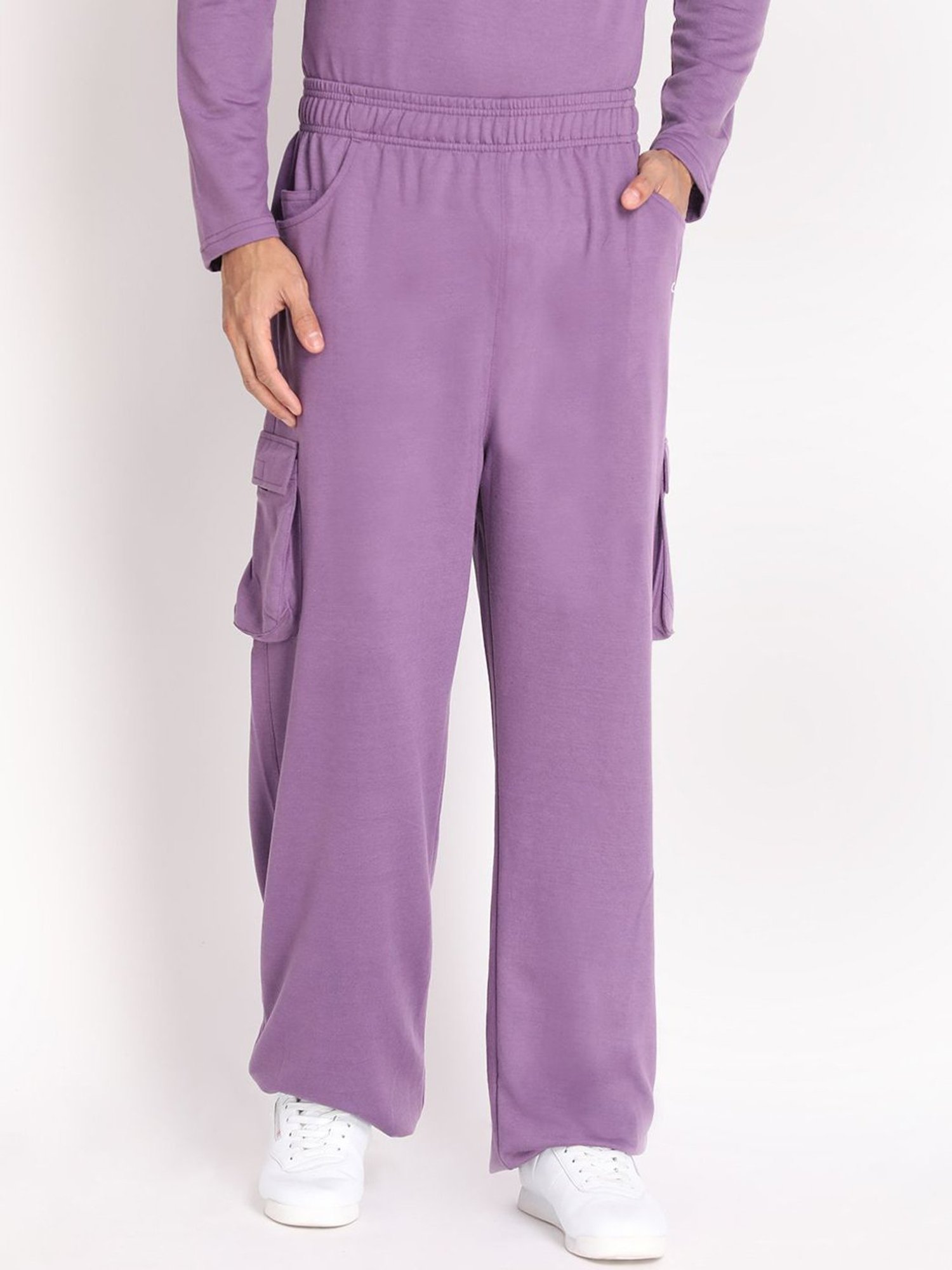 Chkokko Purple Cotton Relaxed Fit Track Pants