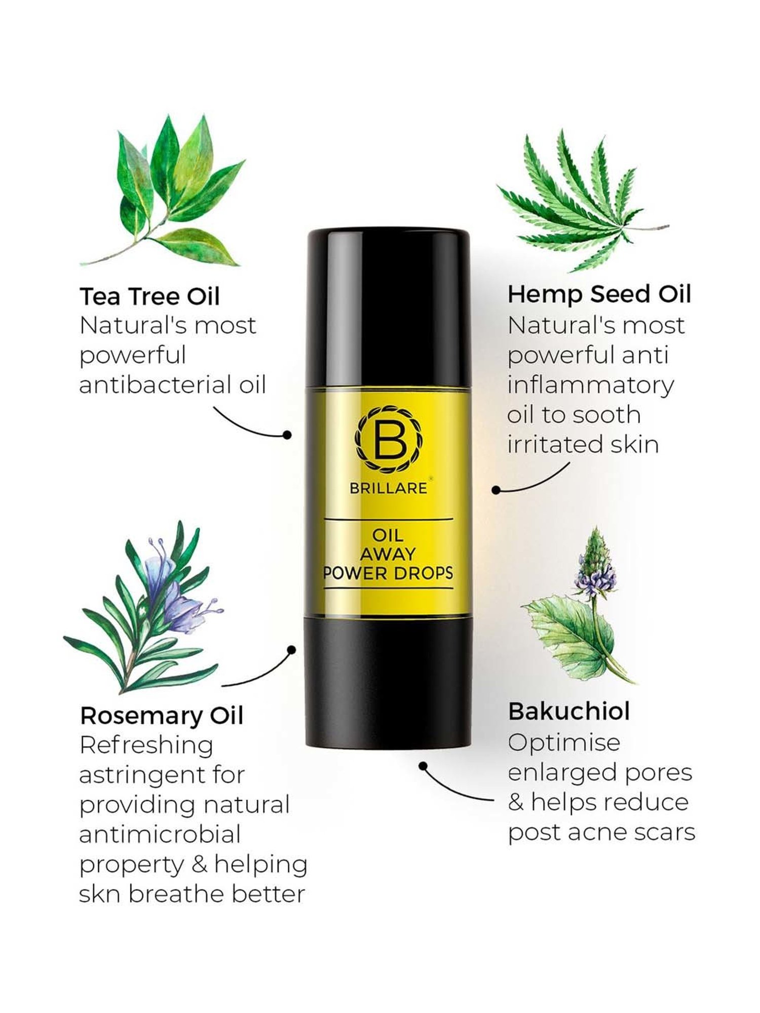 Brillare Oil Away Power Drops for Acne Prone Skin - 15 ml