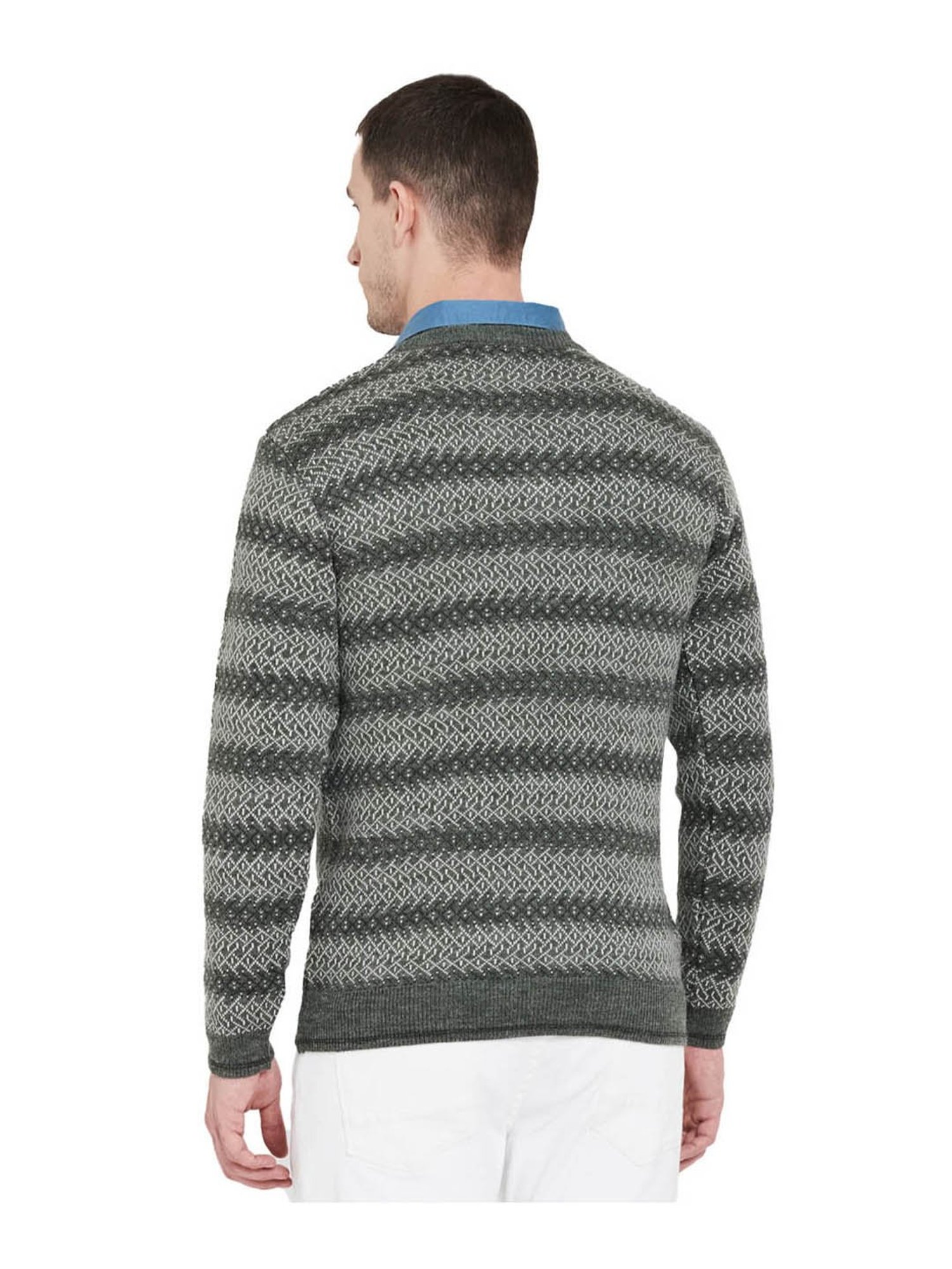 Duke Sage Green Self Design Sweater