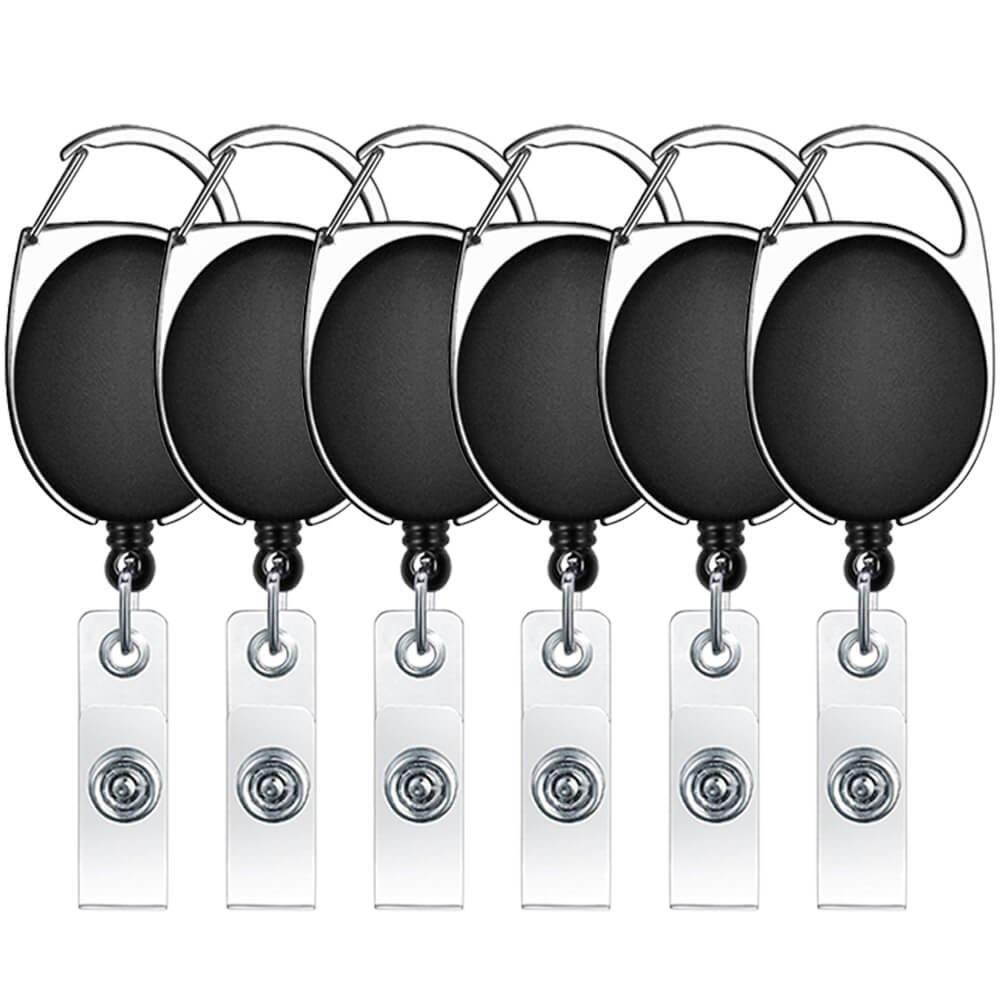 Selizo Retractable Badge ID Card Holders with Carabiner Reel Clip (6)