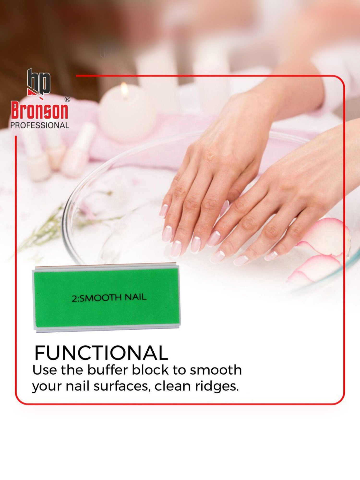 Bronson Professional Nail Buffer Shiner Filer 4 Way Manicure Pedicure Block