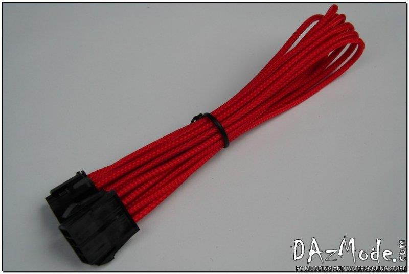 Darkside 8-Pin PCI-E 12" (30cm) HSL Single Braid Extension Cable - Red UV (DS-0182)