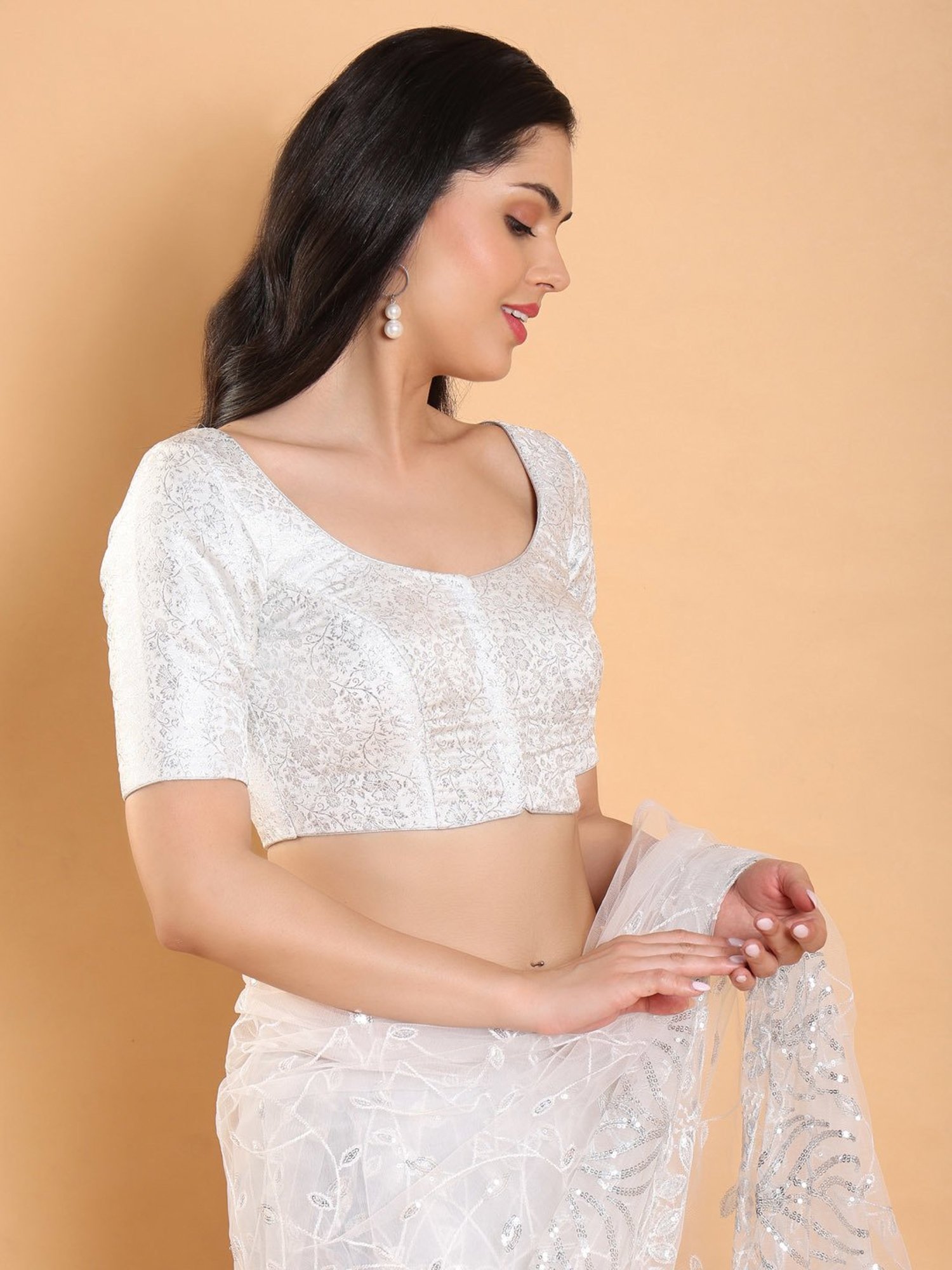 Salwar Studio Silver Floral Blouse