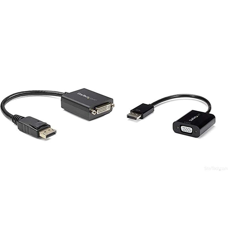 com DisplayPort to DVI-D Adapter - 1920x1200 - Passive DVI Video Converter with Latching DP Connector (DP2DVI2),Black & DisplayPort to VGA Display Adapter - 1080p 1920x1200 - Active DP to VGA