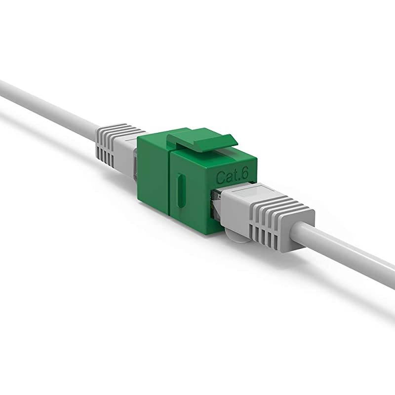 Cat6 RJ45 Inline Coupler with Keystone Latch FemaleFemale 5Pack Green