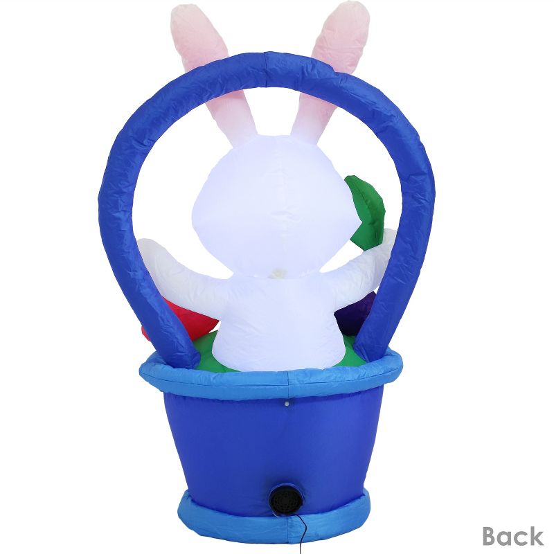 Northlight Easter 4' Inflatable Prelit Bunny Driving an Egg Car Outdoor Decoration - White/Pink