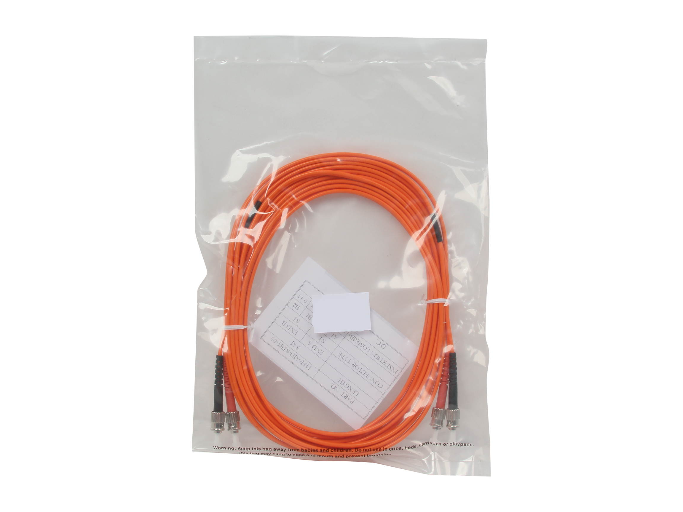 BYTECC MD-ST5 5m MD-ST ST to ST Duplex (2 Strand) Cable, Multi Mode 62.5/125 Standard Zipcore