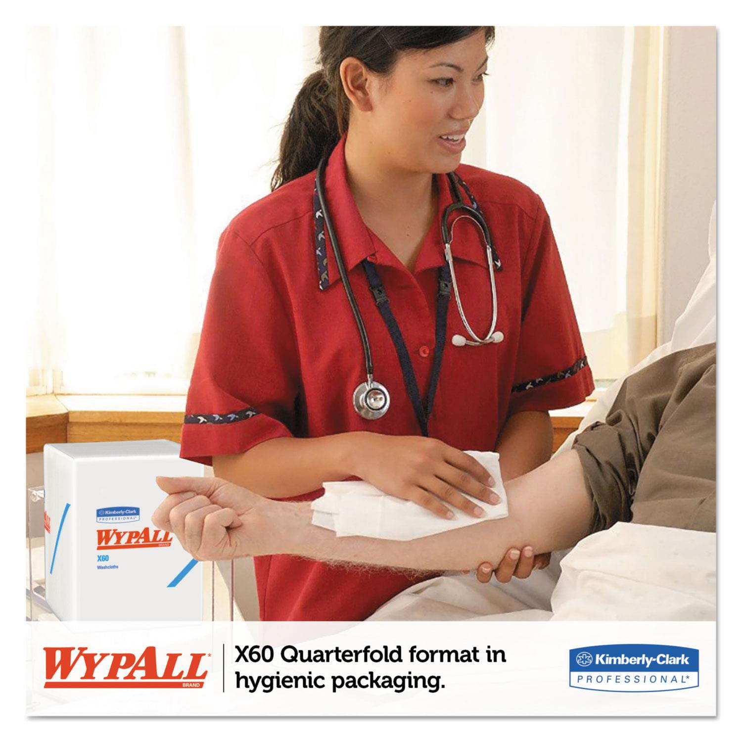 WypAll* X60 Washcloths 12 1/2 x 10 White 70/Pack 8 Packs/Carton 41083