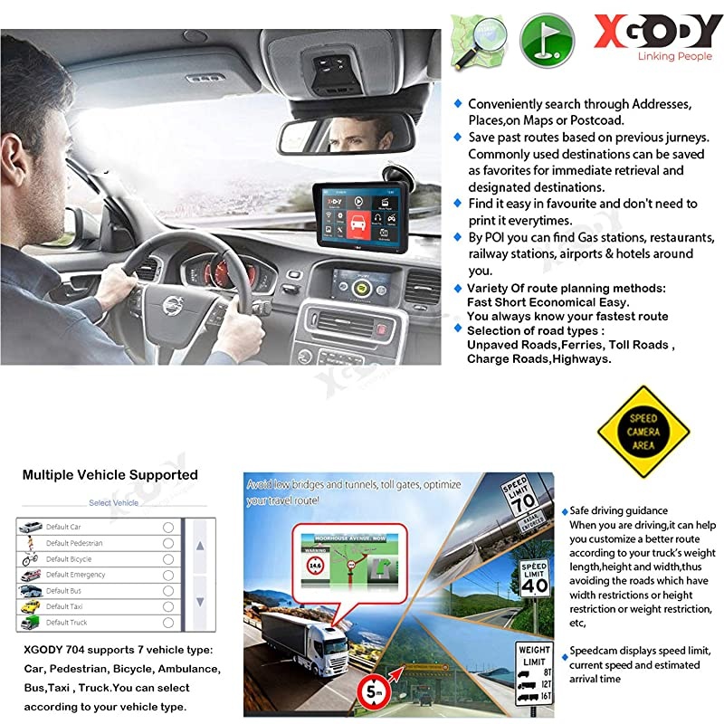 GPS Navigation for Car Truck GPS Navigation System 2021 Map 7 Inch Touchscreen Car GPS Navigator 8GB 256M with Voice Guidance and Speed Camera Warning Auto GPS with Lifetime Free Map Update