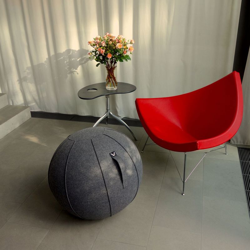 Vivora Luno MAX Classic Series 75 Cm Circumference Luxury Felt Sitting and Fitness Ball Chair with Handle, Anthracite