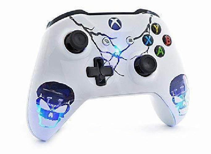 Skulls White Xbox One S Rapid Fire Custom Modded Controller 40 Mods for All Major Shooter Games, Auto Aim, Quick Scope, Auto Run, Sniper Breath, Jump Shot, Active Reload & More (with 3.5 Jack)