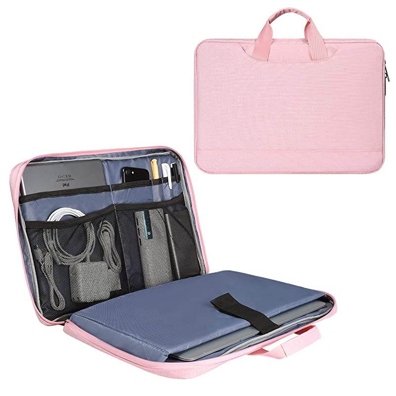 Inch Laptop Sleeve Briefcase for Women Ladies Bag with Accessories Organizer for Dell Inspiron 15 5584, HP Envy/Spectre x360 , Acer Aspire 15, Lenovo Yoga 730 ASUS MSI Macbook Case, Pink