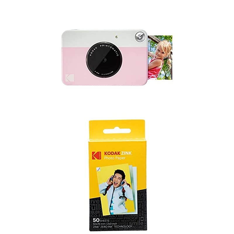 Zink  PRINTOMATIC Digital Instant Print Camera (Pink) with  2"x3" Premium Photo Paper (50 Sheets)