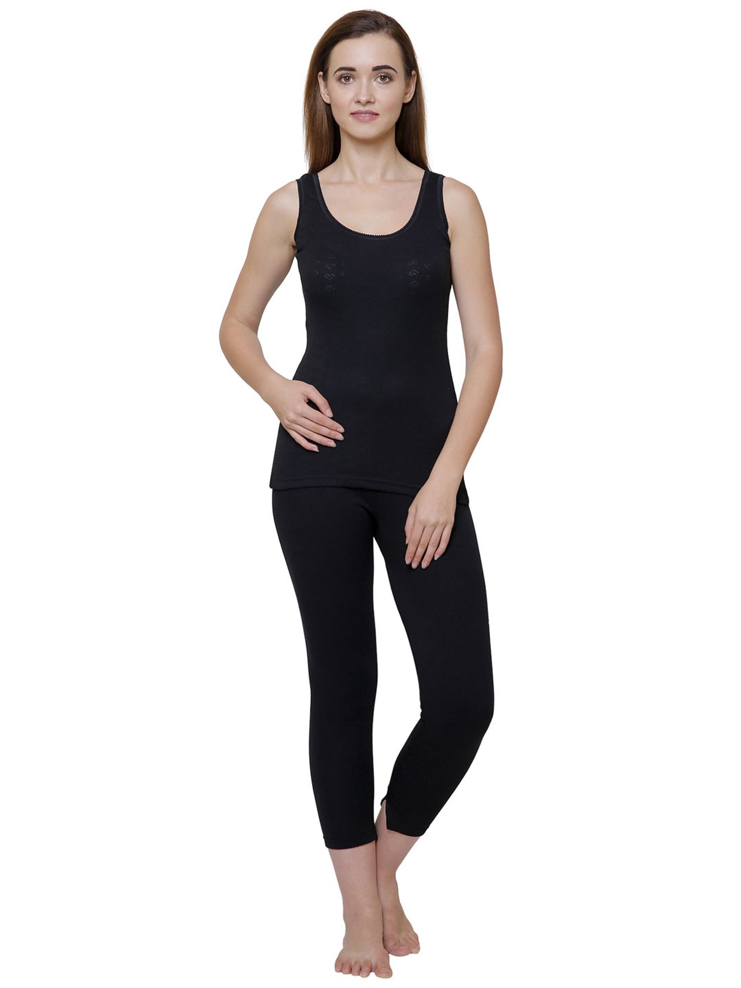 Bodycare Black Cotton Thermal Tank Top