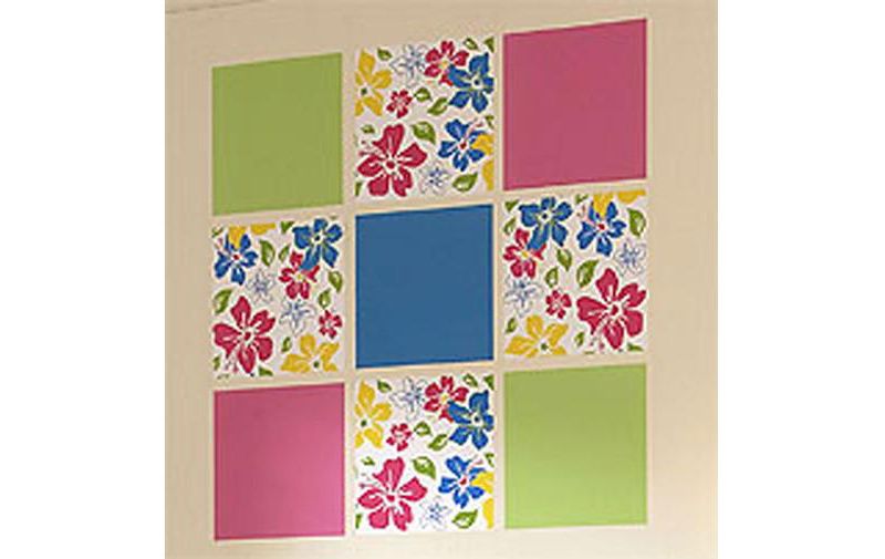 Pink Tropical Flower Square Self-Stick Wall Accent Stickers - Wall Pops..