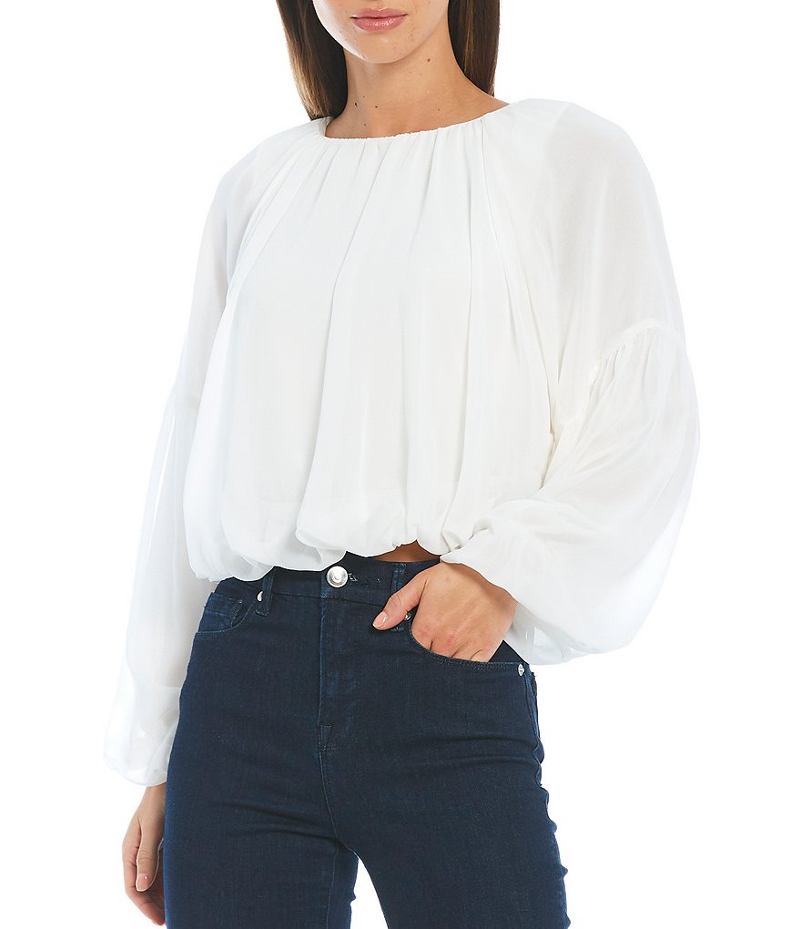 Gianni Bini Maurissa Chiffon Long Sleeve Knit Top