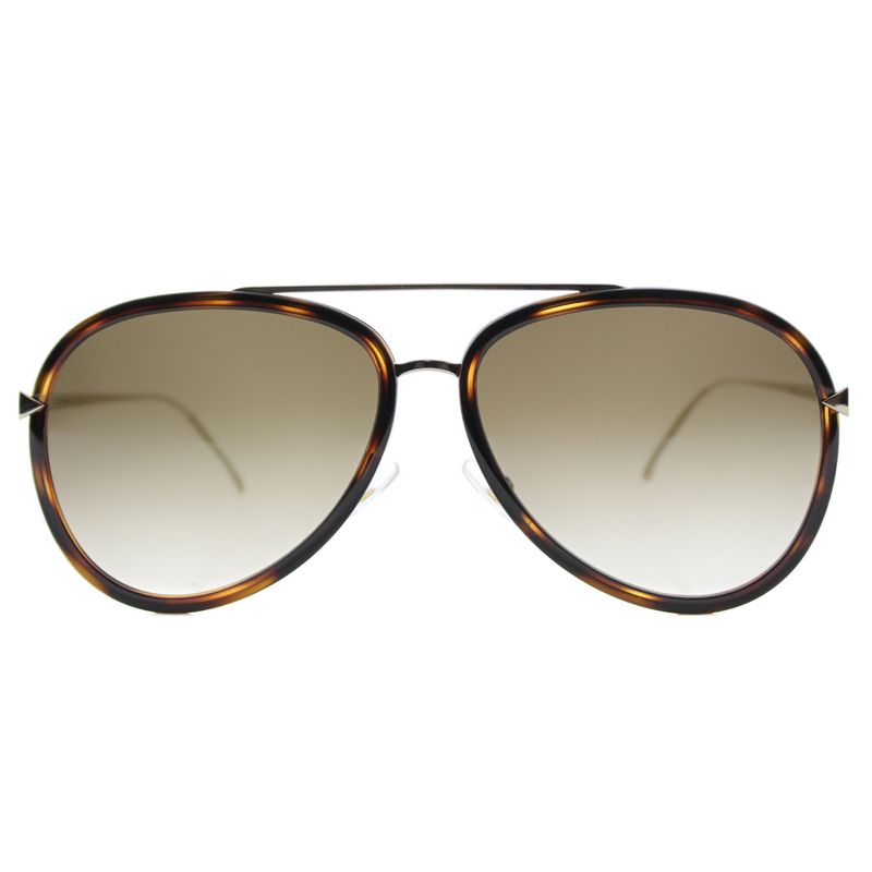 Fendi Funky Angle  V4Z Unisex Aviator Sunglasses Havana Gold 57mm