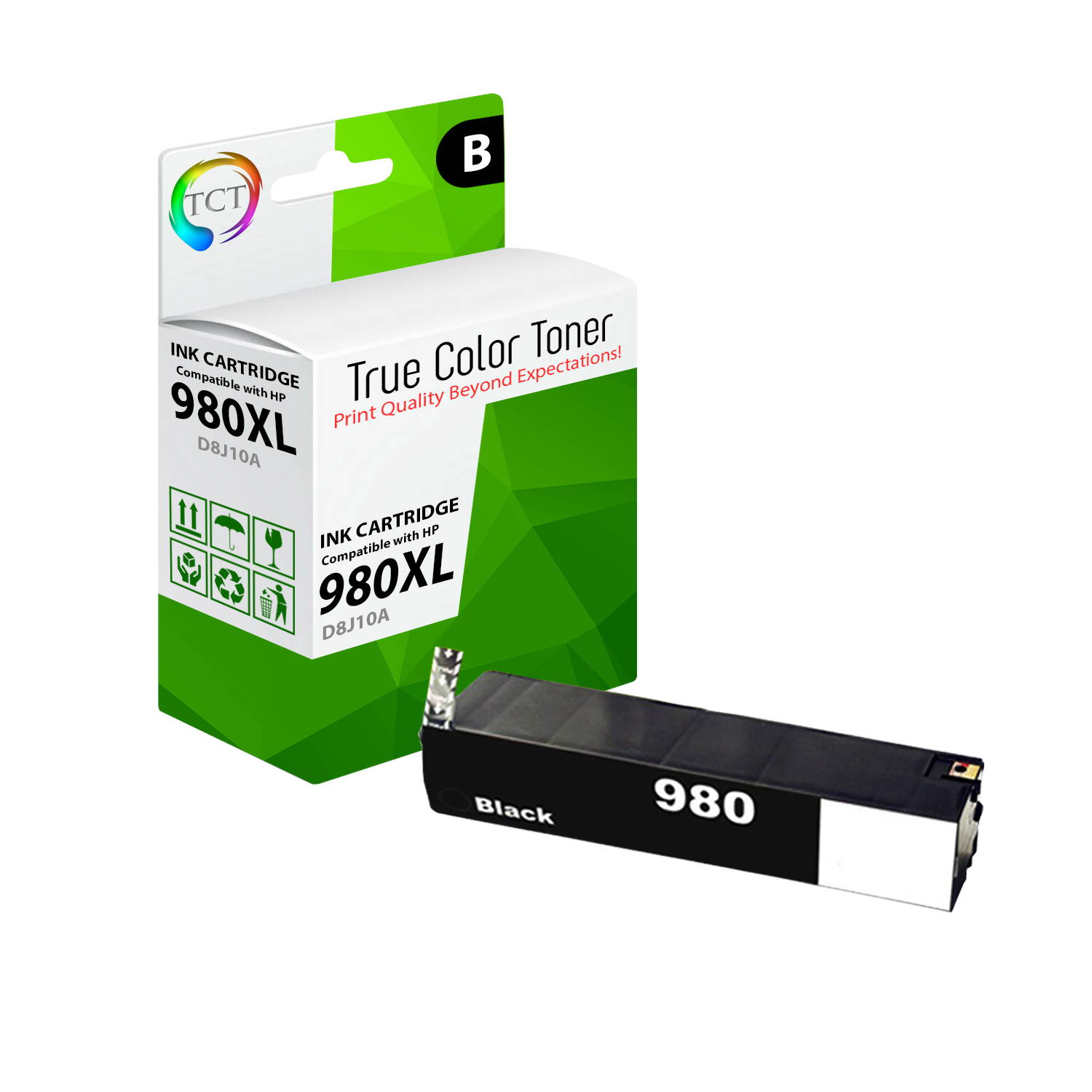 TCT Compatible Ink Cartridge Replacement for HP 980 works with HP OfficeJet Enterprise X555dn X555xh X585dn X585f X585z Printers (Black D8J10A, Cyan D8J07A, Magenta D8J08A, Yellow D8J09A ) - 4 Pack