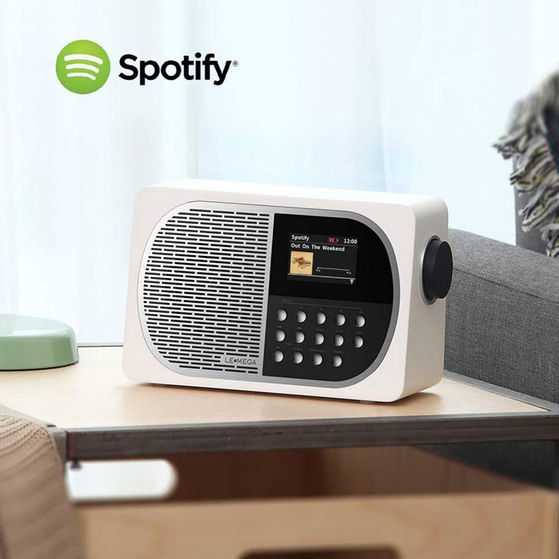 LEMEGA M2+ 7W Portable Internet FM Digital Radio with Wi-Fi, Bluetooth, USB, Aux & TFT Colour Display &ndash;White Satin