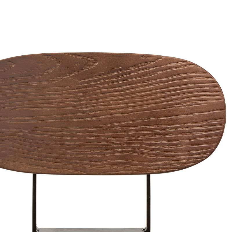 Varek Wood and Rust Finished Steel Adjustable Swivel Barstool Brown - BaxtonStudio