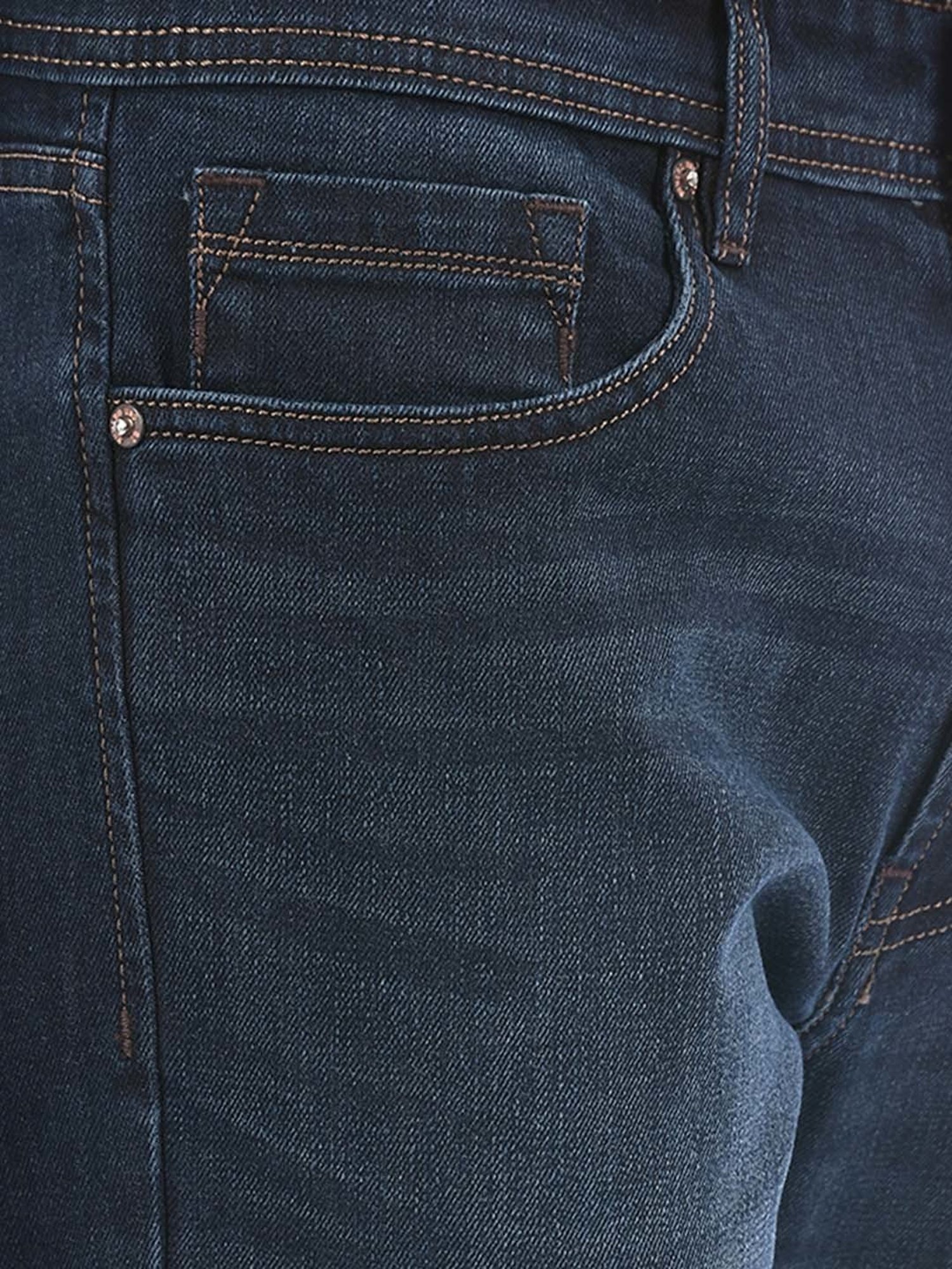 NUMERO UNO Dark Blue Tapered Fit Lightly Washed Jeans