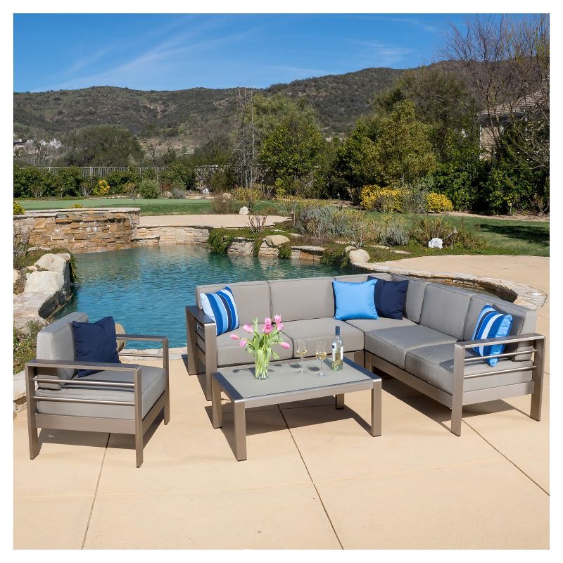 Draper 5pc Sectional Set with Sunbrella - Sage - Leisure Made