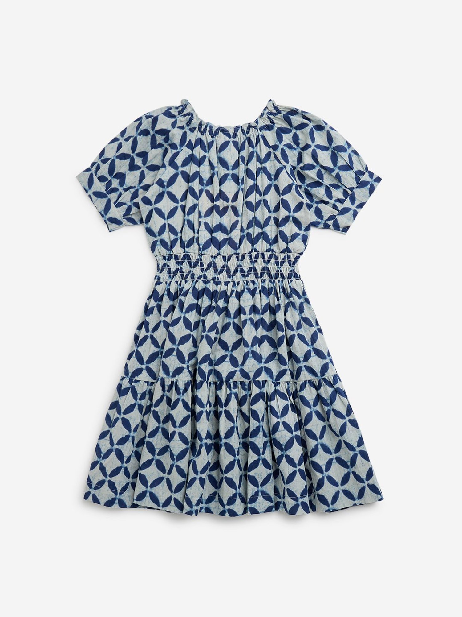 Utsa Kids by Westside Indigo Patterned Cotton A-Line Dress