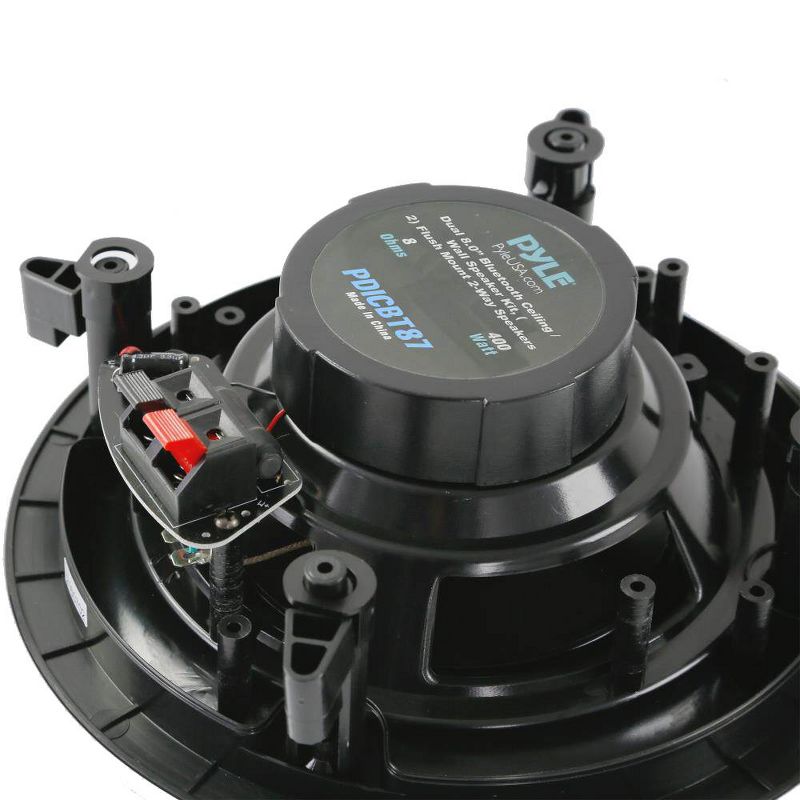 Pyle Audio PDICBT87 8 Inch 400 Watt Bluetooth Flush Mount Ceiling Wall Speaker System with White Metal Grills for Home Theater Sound Audio (2 Pack)