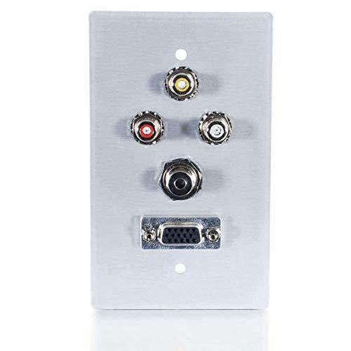 C2G/Cables to Go 40498 VGA, 3.5mm Audio, Composite Video and RCA Stereo Audio Pass Through Single Gang Wall Plate