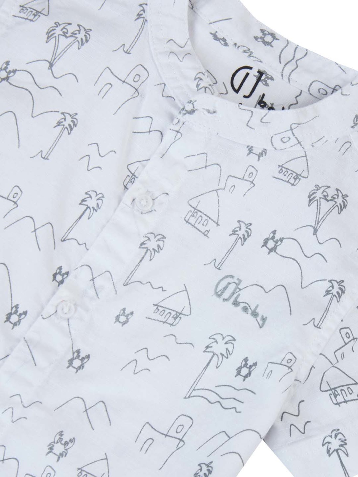 GJ baby Kids White Cotton Printed Shirt