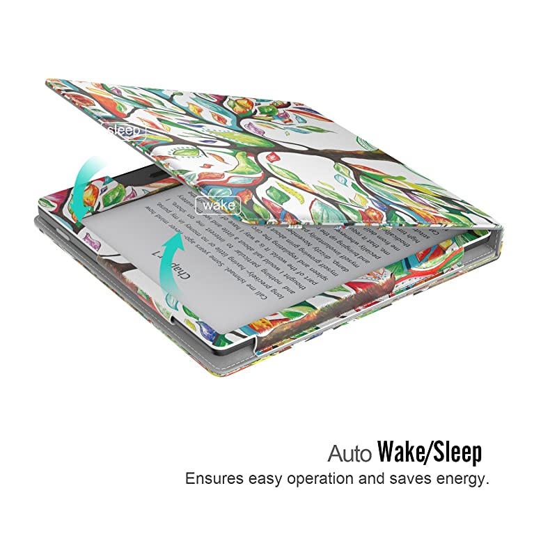 Case Fits All-New Kindle Oasis (9th and 10th Generation ONLY, 2017 and 2019 Release), Multi Angle Viewing Vertical Flip Cover with Auto Wake/Sleep - Lucky Tree