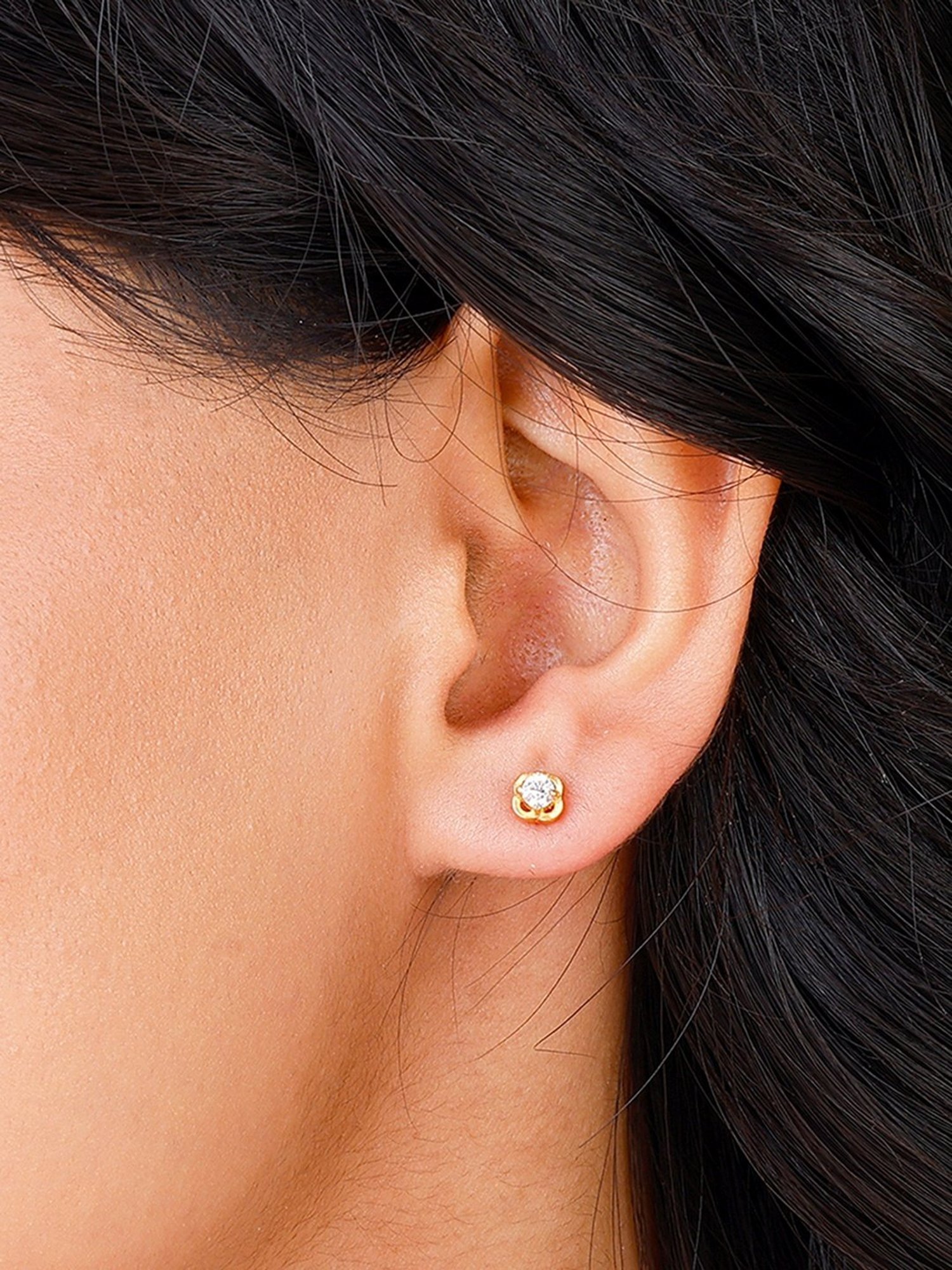 GIVA 92.5 Sterling Silver Golden Mini Floral Stud Earrings