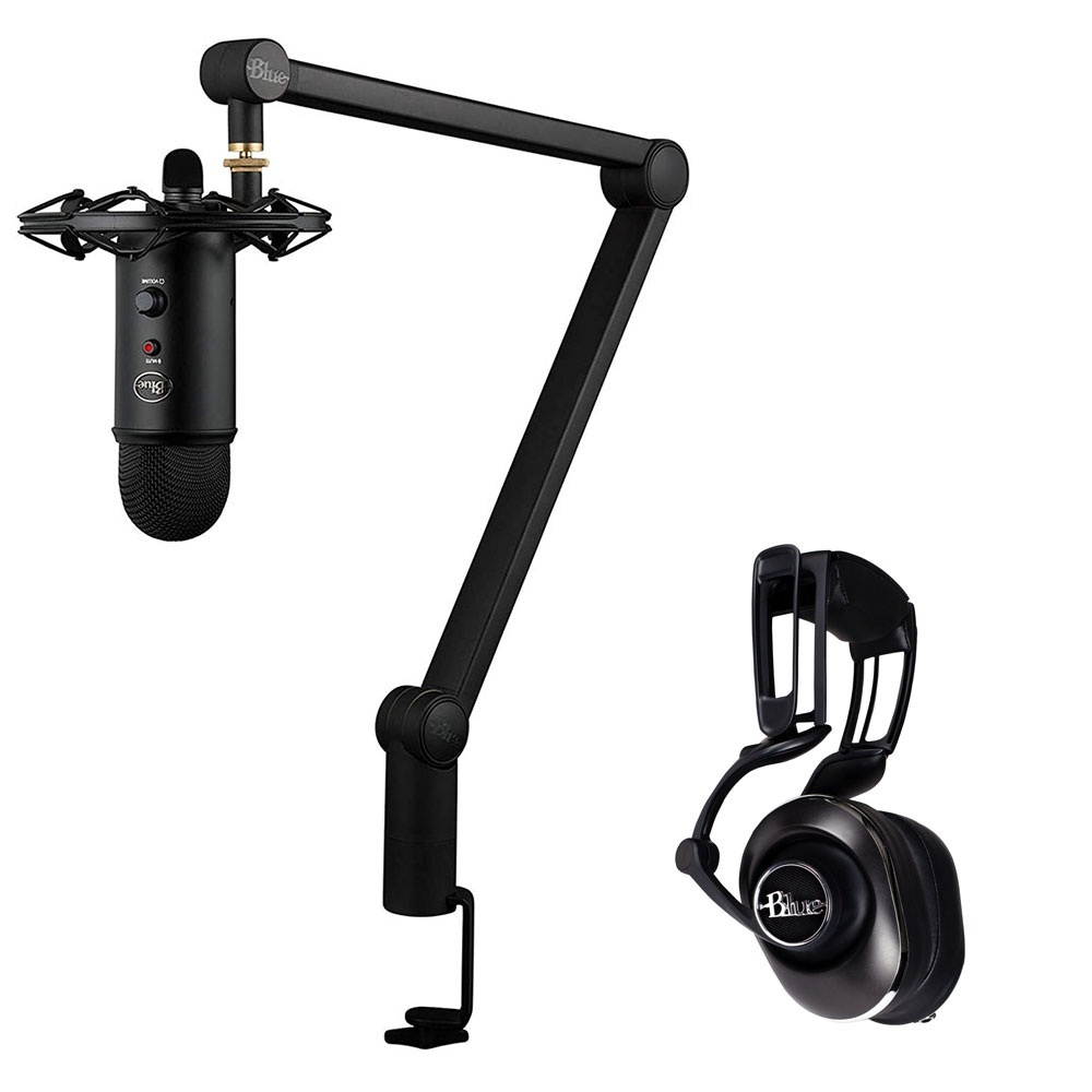 Blue Yeticaster Pro Broadcast Plus Pack Bundle with Presonus StudioOne 5 Artist DAW, iZotope RX Elements Plug-in and Groover 3 Tutorials 3-Month Subscription Plus Blue Lola Over-Ear Isolation Headphon