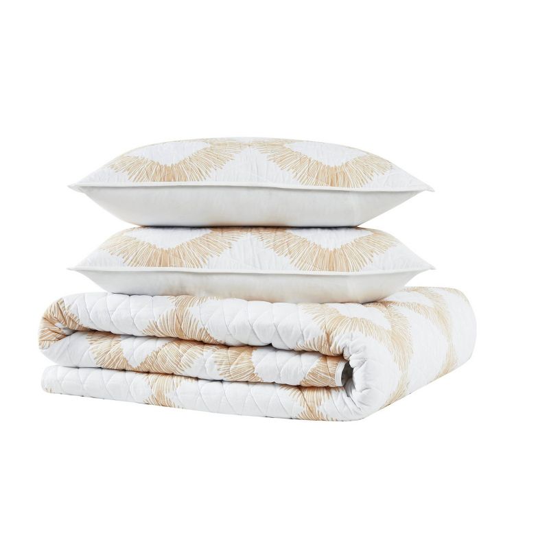 Twin XL 2pc Merill Quilt Set White/Gold - Brooklyn Loom