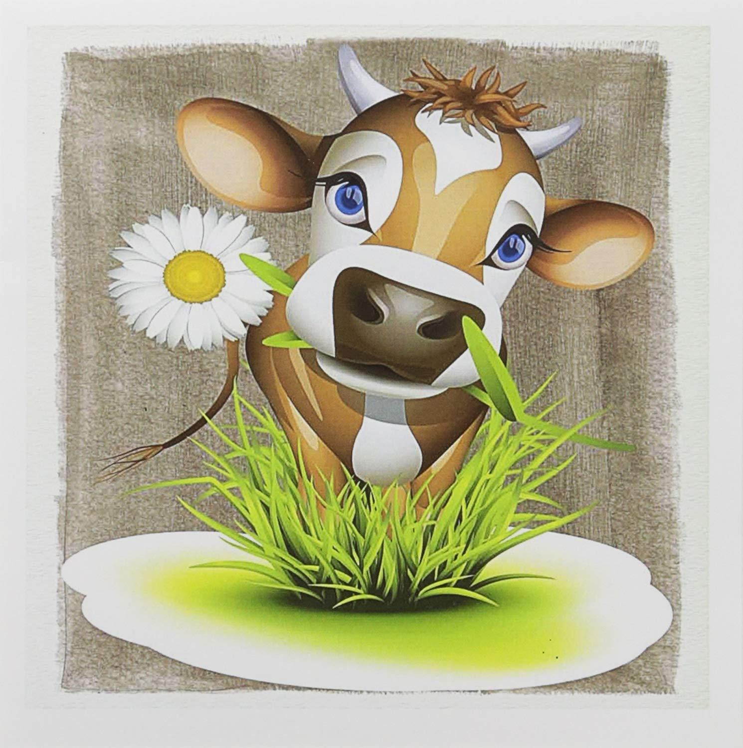 3dRose Jersey Cow in Grass - Greeting Cards, 6 x 6 inches, set of 6 (gc_110913_1)