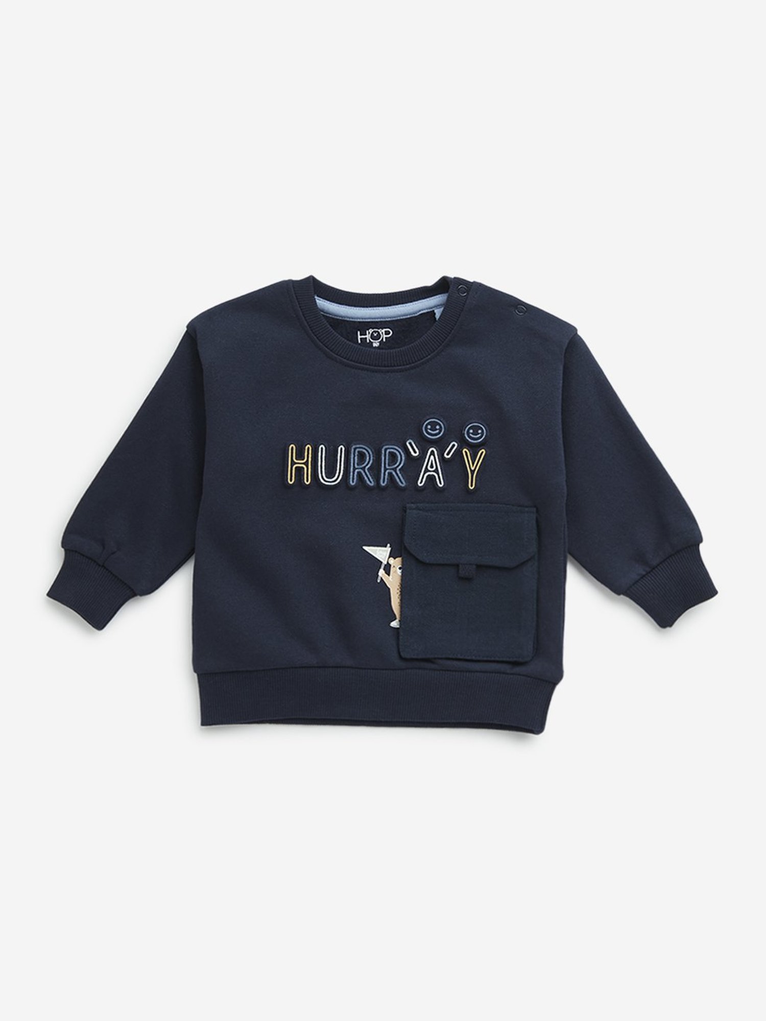 HOP Baby by Westside Navy Text Printed Cotton Blend Sweatshirt
