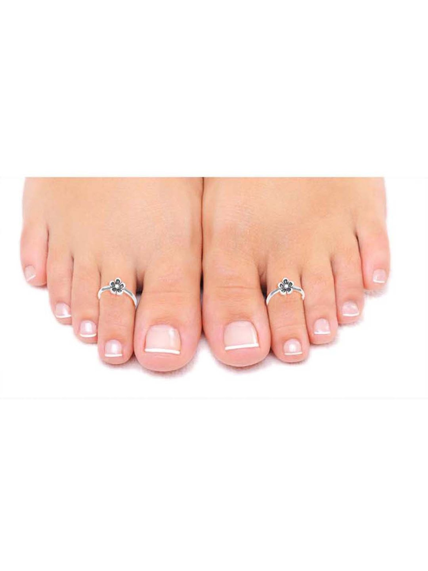 Taraash Floral 92.5 Sterling Silver Toe Rings