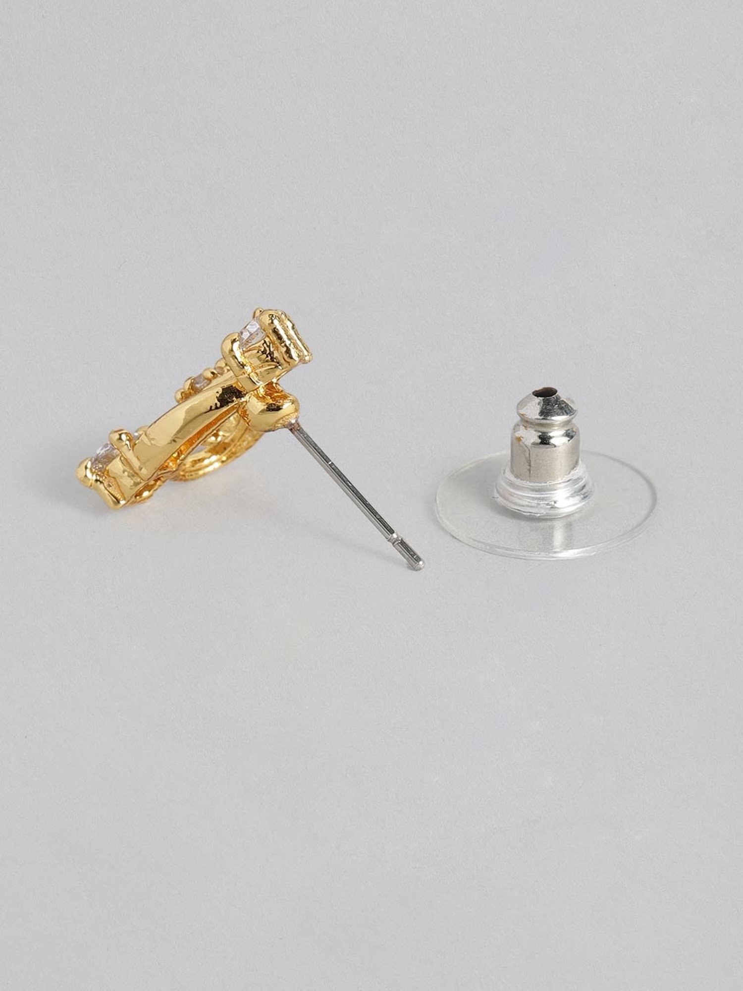 Estele Gold-Plated White CZ Bow Tie Continuity Necklace & Earring Set for Women